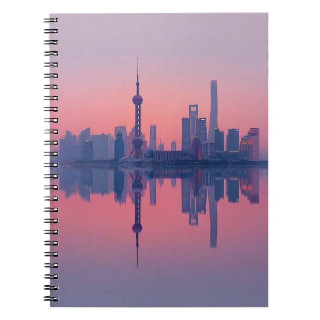 Ro Rosa Skyline Spegel Glow bärbar dator Anteckningsbok (Framsidan)