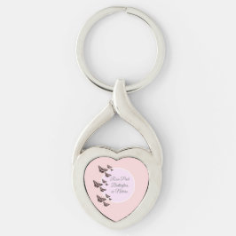 Ro rosa twisted heart silverfärgad nyckelring