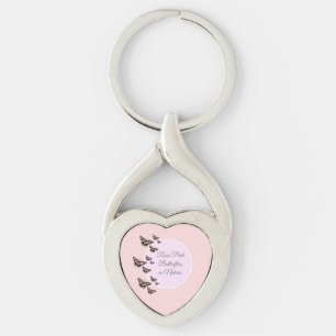 Ro rosa twisted heart silverfärgad nyckelring