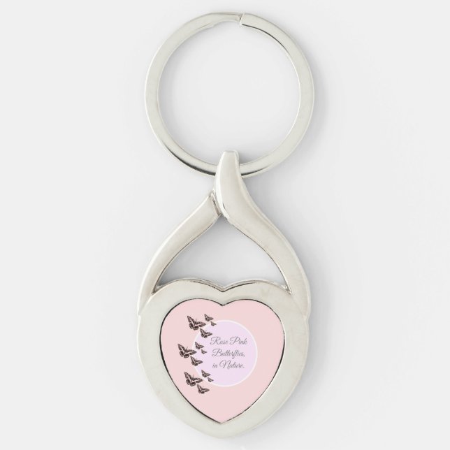 Ro rosa twisted heart silverfärgad nyckelring (Framsidan)