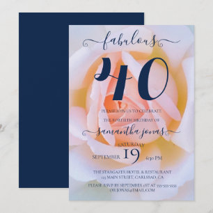 ro rosa vit 40-årsdag party invitati inbjudningar