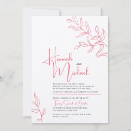 Ro rosa Vit gren i löv sketch bröllop Inbjudningar