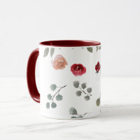 Ro, rött, blommor, blommigt, mugg, kopp