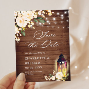  Ro Rustic Wood Bröllop spara datum Vykort