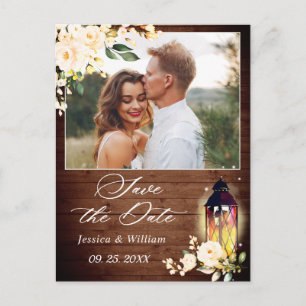  Ro Rustic Wood PHOTO Bröllop spara datum Vykort