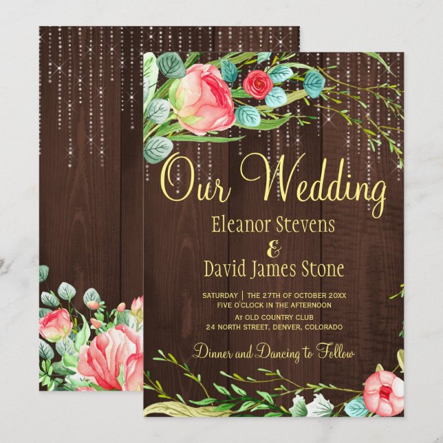  ro, rustik strand ljus lada bröllop inbjudningar (Fram/baksida)