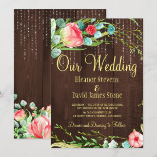 ro, rustik strand ljus lada bröllop inbjudningar