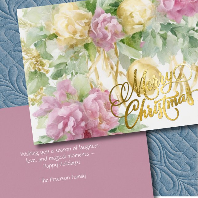 Ro Satin Ribbon Evergreen Mauve Cream jul Helgkort (Skapare uppladdad)