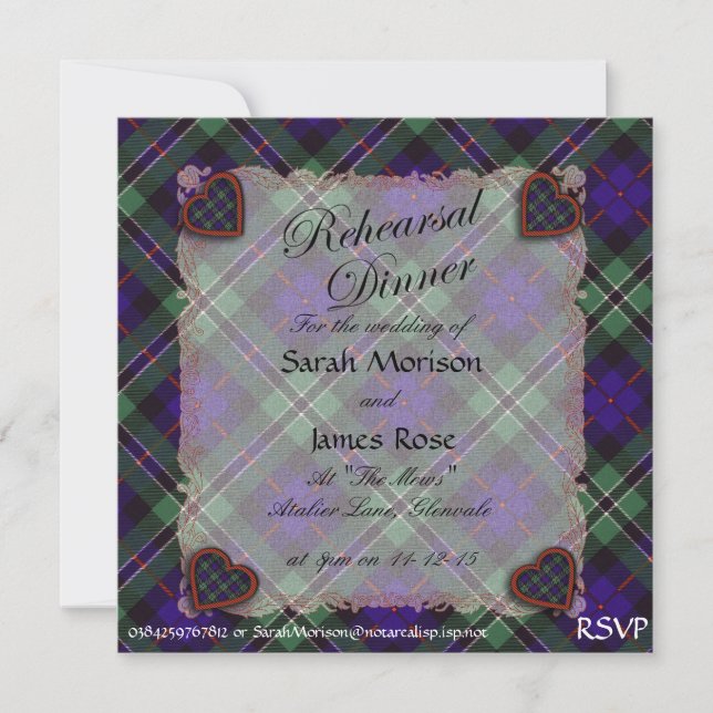 Ro Scottish klan tartan - Play Inbjudningar (Framsida)