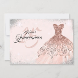 Ro Silver Gnistra Snöre Gown Quinceanera Inbjudningar