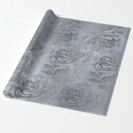 Ro Silver Grått Blommigt Blue Pastel Velvet Presentpapper