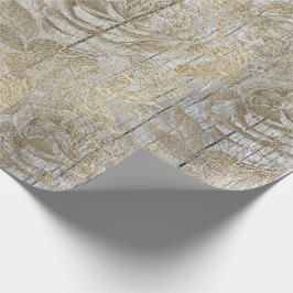 Ro Silver Grått Blommigt  Wood Foxier Guld Rustic Presentpapper