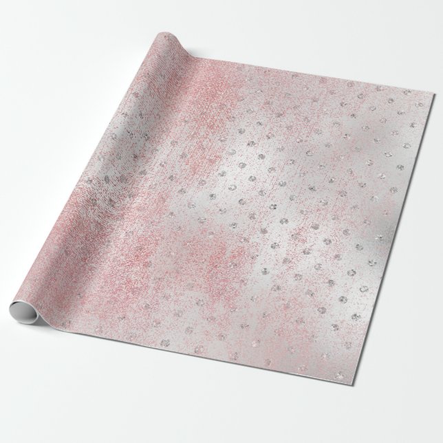 Ro  Silver Grått Guld Beauty Rosa Dots Presentpapper (Utrullad)