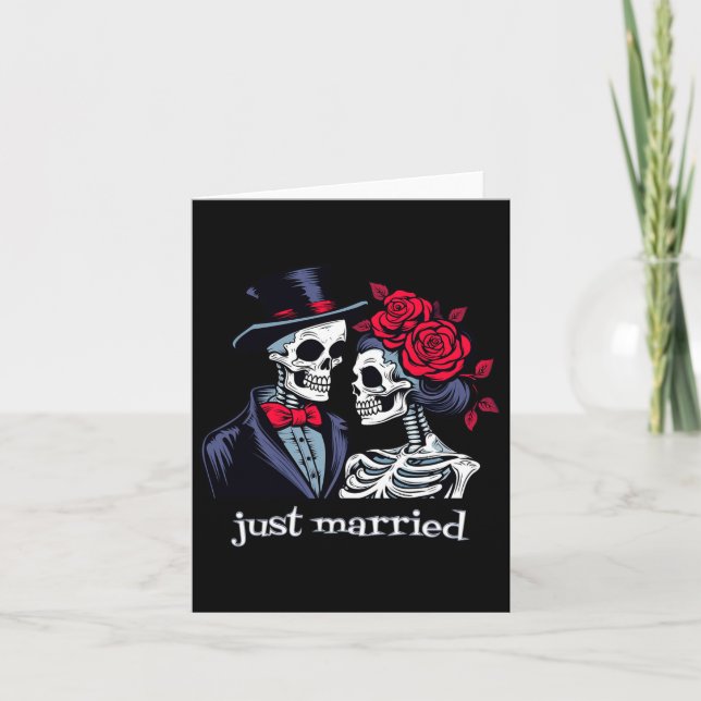 Ro Skeleton Bride and Groom Skeleton Halloween Kort (Framsida)