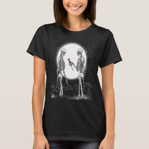 Ro Skeleton Skeleton Hand Röd ros Flower T Shirt