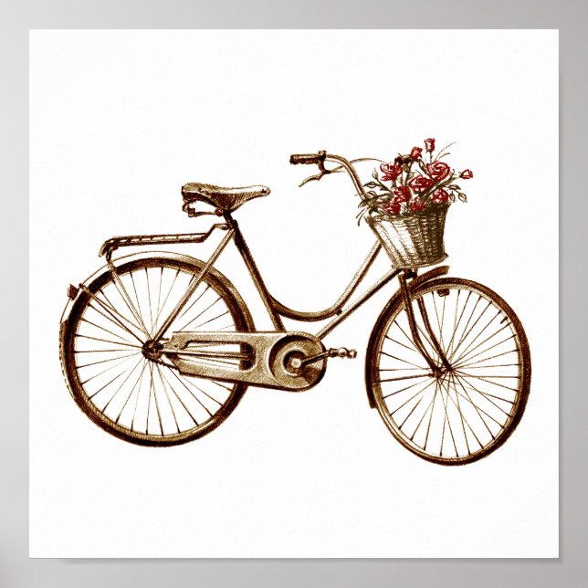Ro Skriv ut Vintage för Basket Blommor i Poster (Framsidan)