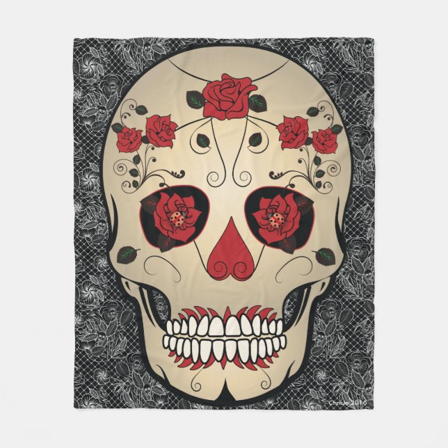 Ro Skull Day of the dead Fleece Blanket (Framsidan)