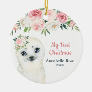 Ro Snö Seal Baby 1: Första jul Julgransprydnad Keramik
