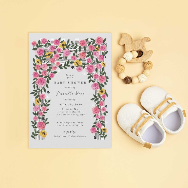 Ro Solros Trellis Vår Garden Baby Shower Inbjudningar (Skapare uppladdad)