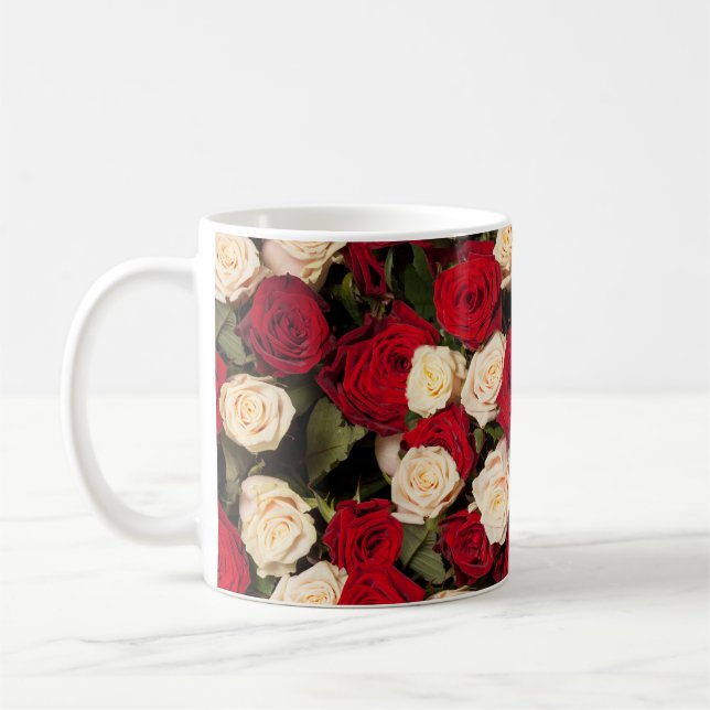 Ro, sömlös, elegantens bakgrundsruta kaffemugg (Vänster)