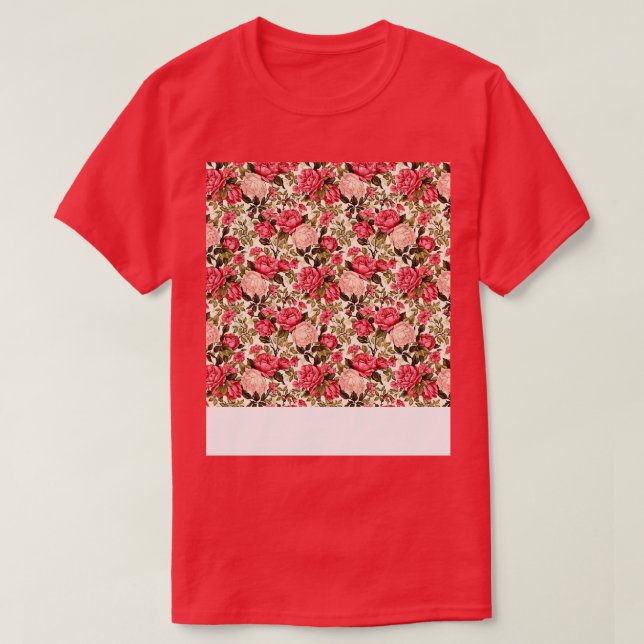 Ro Sömlös Mönster Söt Blommigt Flower Bud Th T Shirt (Design framsida)