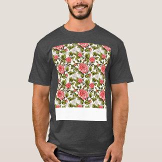 Ro Sömlös Mönster Söt Blommigt Flower Bud Th T Shirt