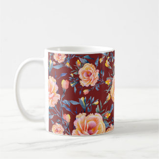 Ro, sömlös, röd bakgrund mönster kaffemugg