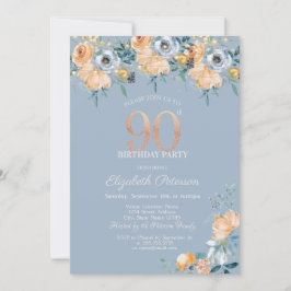 Ro String Ljus Dusty Blue 90:e Birthday Inbjudningar