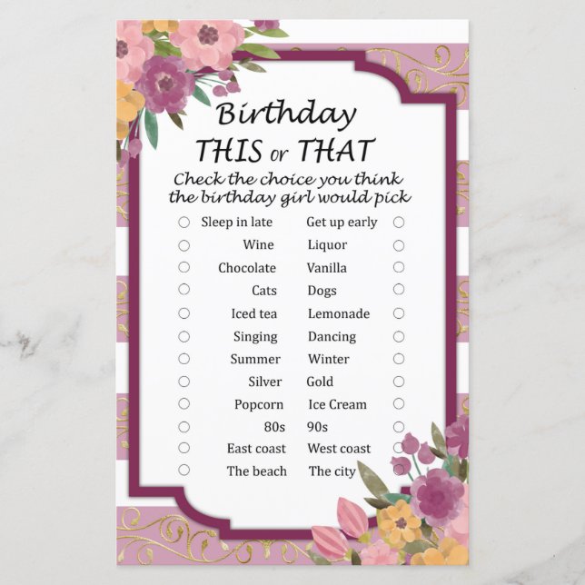 Ro Stripe Birthday i det ena eller det andra spele (Framsida)