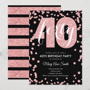 Ro Svarta Glitter, 40:e födelsedagen, Party Inbjudningar