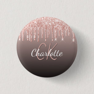 Ro svarta glitter droppar anpassningsbar monogram  knapp