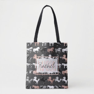 Ro Svartvit marmor Modern Horse Monogram Tygkasse