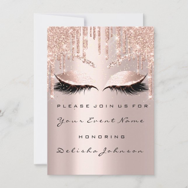 Ro Sweet 16:e Glitter Drips Möhippa Makeup Inbjudningar (Framsida)