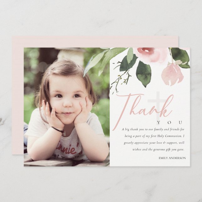  RO TACK FOTO FÖR FÖRSTA HELIGAN INBJUDNINGAR (Fram/baksida)