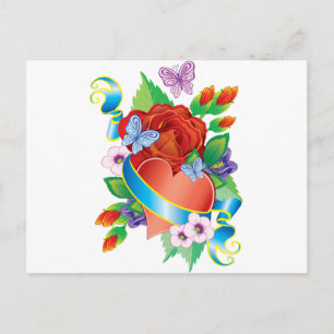 Ro Tattoo Hearts Vykort
