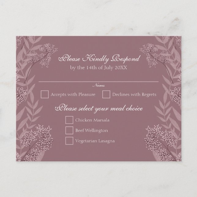 Ro Taupe Bröllop Vintage Botaniska Helg Vykort (Framsida)