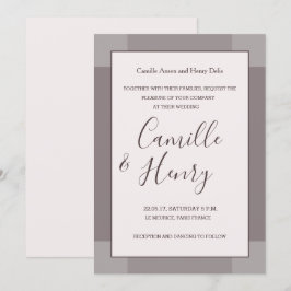 Ro taupe  grått lilac elegant modern bröllop inbjudningar