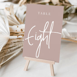Ro Taupe Hand Scripted Bord ÅTTA Bordsnummer