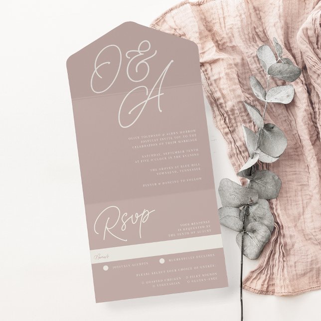 Ro Taupe | Skriptvattenstämpel Monogram Bröllop (Skapare uppladdad)