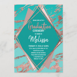 Ro Teal Grönt Marble Diamond Studenten Inbjudningar