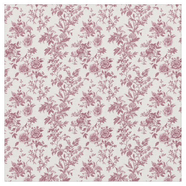 Ro Toile med Peonies och Wildblommor Tyg (Närbild)