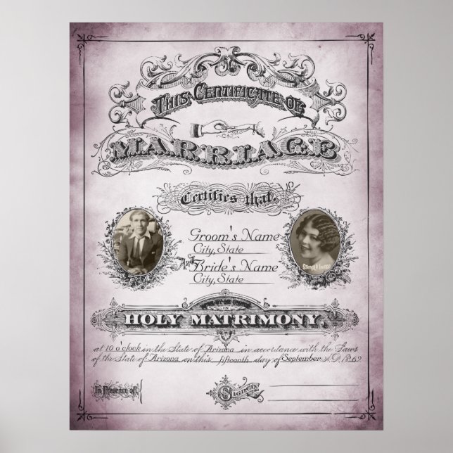 Ro Tone Vintage Giftermål-certifikat Poster (Framsidan)