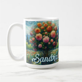 Ro Topiary Van Gogh Stil Rosor Blommigt Rosa  Kaffemugg