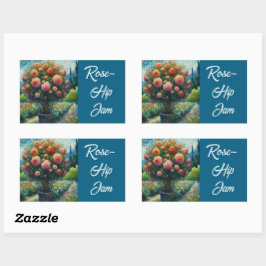 Ro Topiary Van Gogh Stil Rosor Blommigt Rosa Rektangulärt Klistermärke