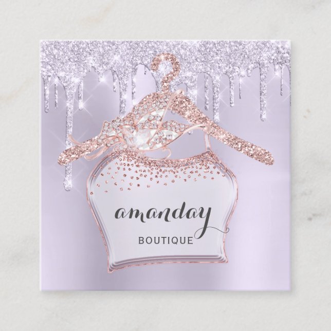 Ro Trasa Hanger Dress Boutique Lila Drifts Fyrkantigt Visitkort (Framsida)