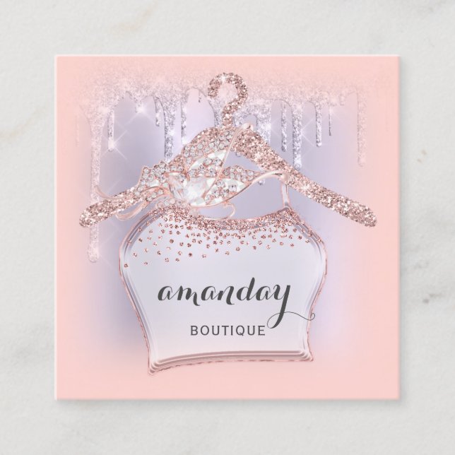 Ro Trasa Hanger Dress Mode Blogg Lila Drives Fyrkantigt Visitkort (Framsida)