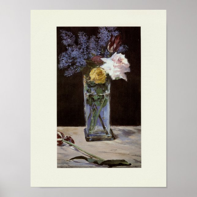 Ro, Tulips och lilacs i Crystal Vas Poster (Framsidan)