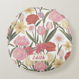 Ro, tulpaner och lilies rund kudde