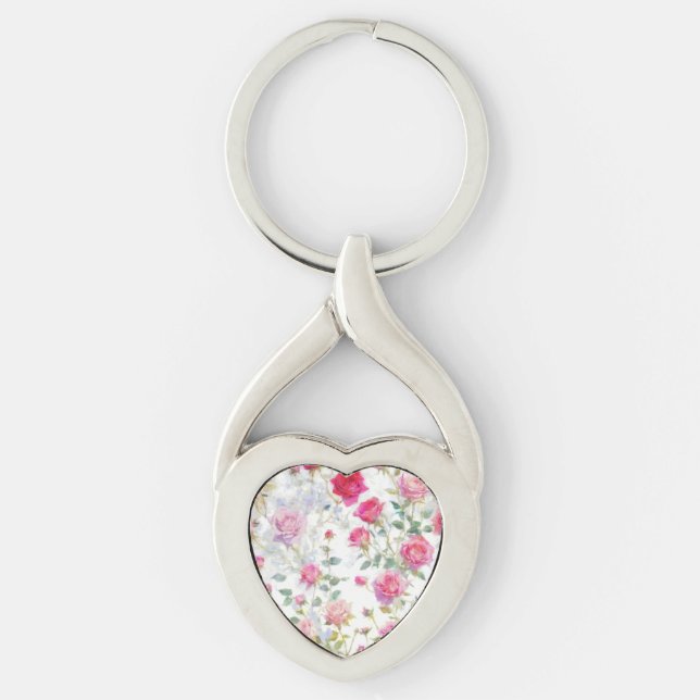 Ro Twisted Heart Silverfärgad Nyckelring (Framsidan)