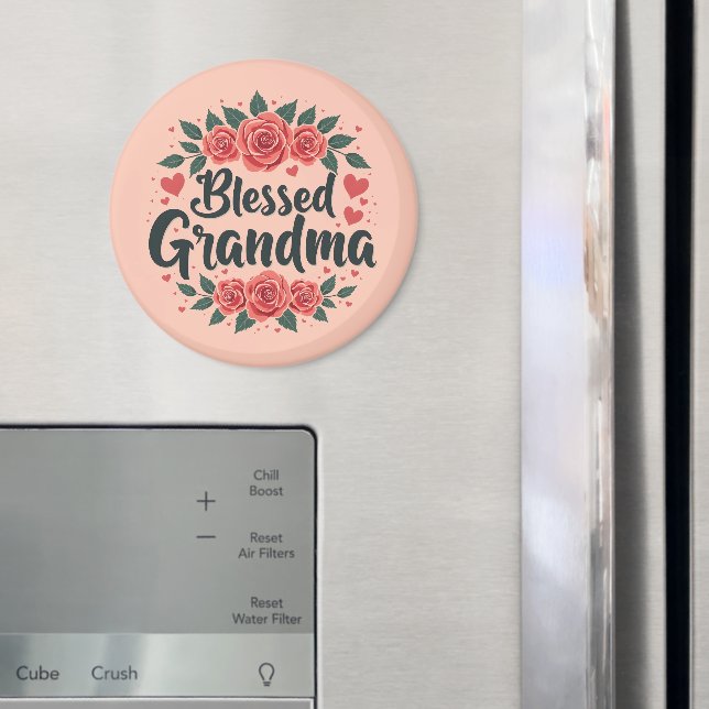 Ro Typografi av den välsignade Grandma Blommigt Vi Magnet (In Situ (Fridge))